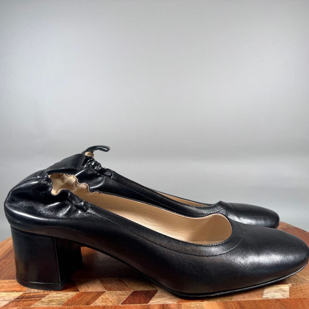 Everlane The Day Heel Black Italian Leather Block Heel Pump Women Size 8